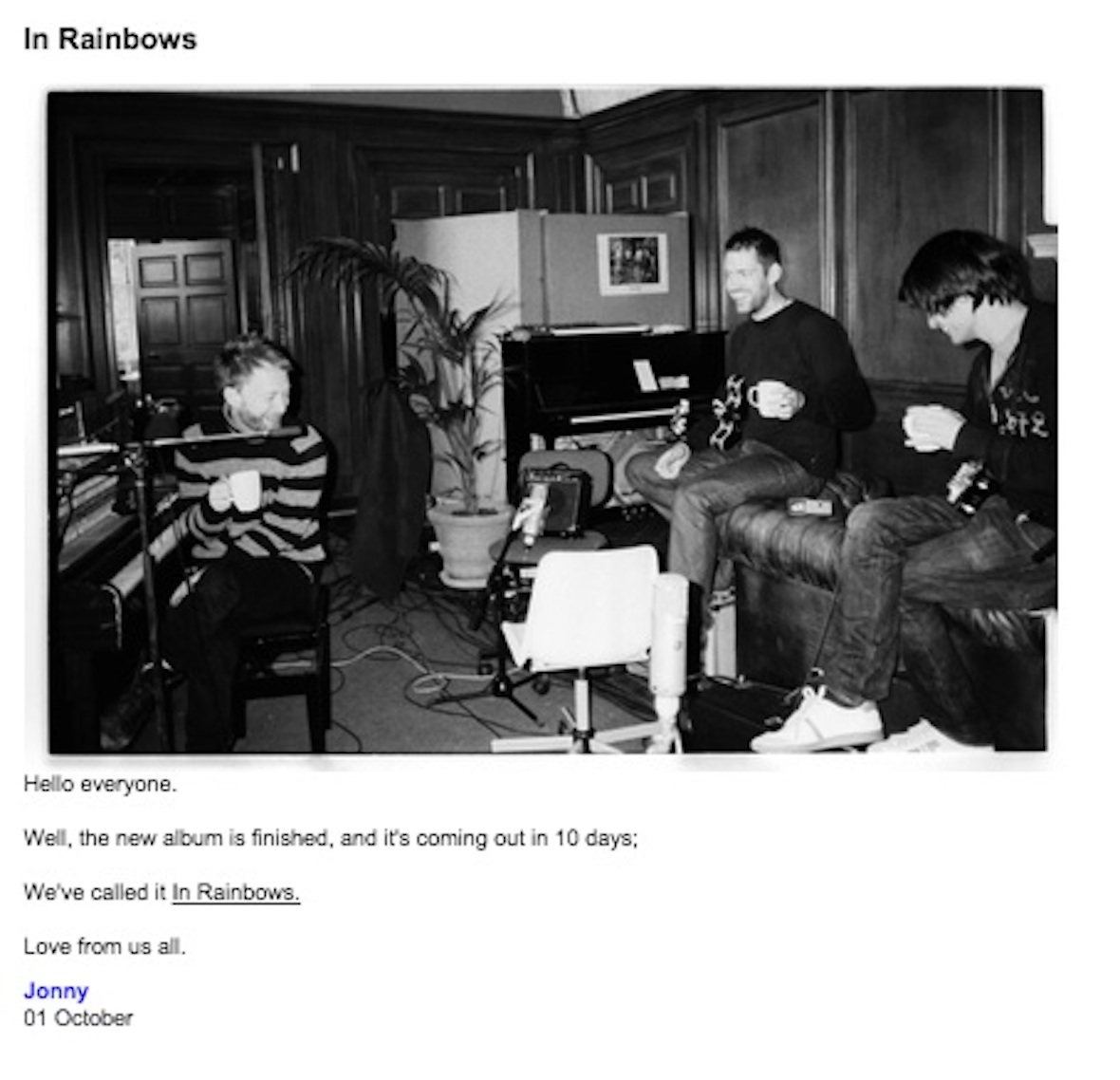 In Rainbows, In Between. 2007.